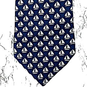Robert Talbott Sailboat Tie Fathers Day Gift Silk Sailing Navy Blue